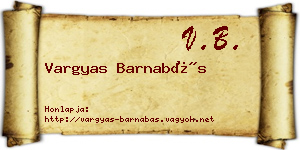Vargyas Barnabás névjegykártya
